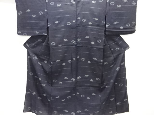  アンティーク　抽象万寿菊模様織出し本場夏大島紬着物